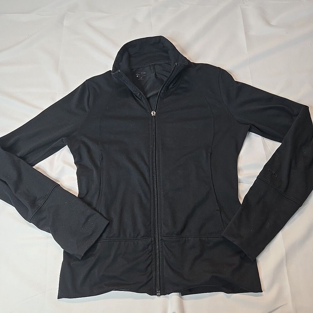 Black Track Jacket Zip Up Womens XS Champion Minimalist Athletic Streetwear